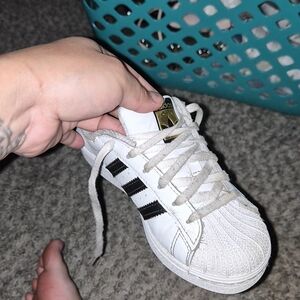 Adidas Kids White and Black Superstar Sneakers